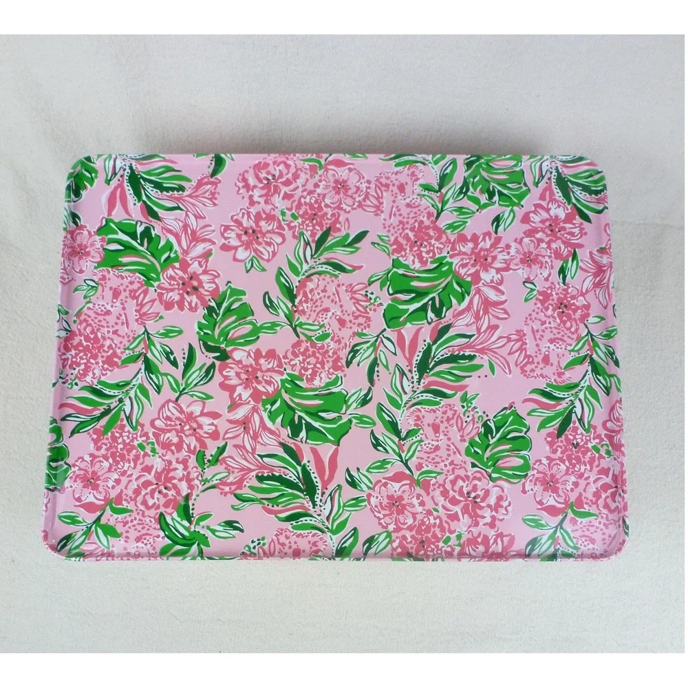 Lilly Pulitzer GWP Cookie Exchange‎ Kit Pink Floral Tin Seahorse Pineapple Shell
